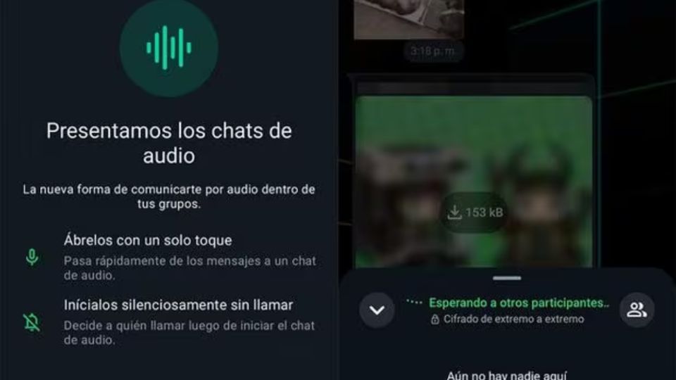 El botón para activar los chats de audio solo aparece en conversaciones grupales que cuenten con más de 33 integrantes