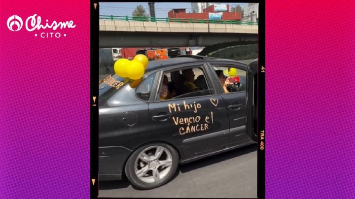 ¡Por todo Periférico! Familia celebra con globos y 'claxonazos' que su hijo venció el cáncer