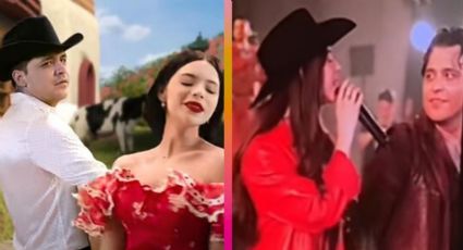 (VIDEO) 'Pellizco' de Ángela Aguilar a Christian Nodal en vivo causa furor en redes: 'Castigo'