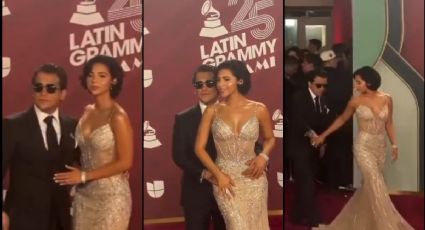 Ángela Aguilar ignora las fuertes críticas y aparece junto a Nodal en alfombra de los Latin Grammy