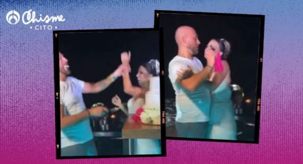 Señalan al esposo de Adianez Hernández por reaccionar violento y escupir el pastel de su boda