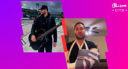 (VIDEO) Tony Elizalde, vocalista de Calibre 50, sufre accidente y aparece con los brazos inmovilizados